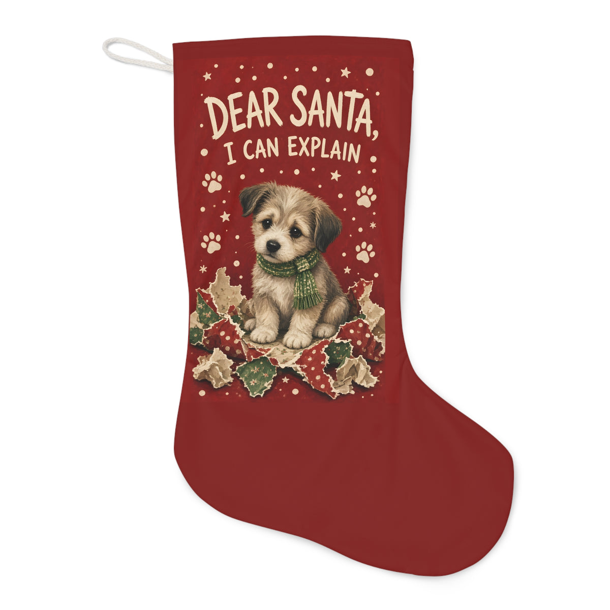 Dog Christmas Stocking – Dear Santa, I Can Explain, Puppy Santa Stocking