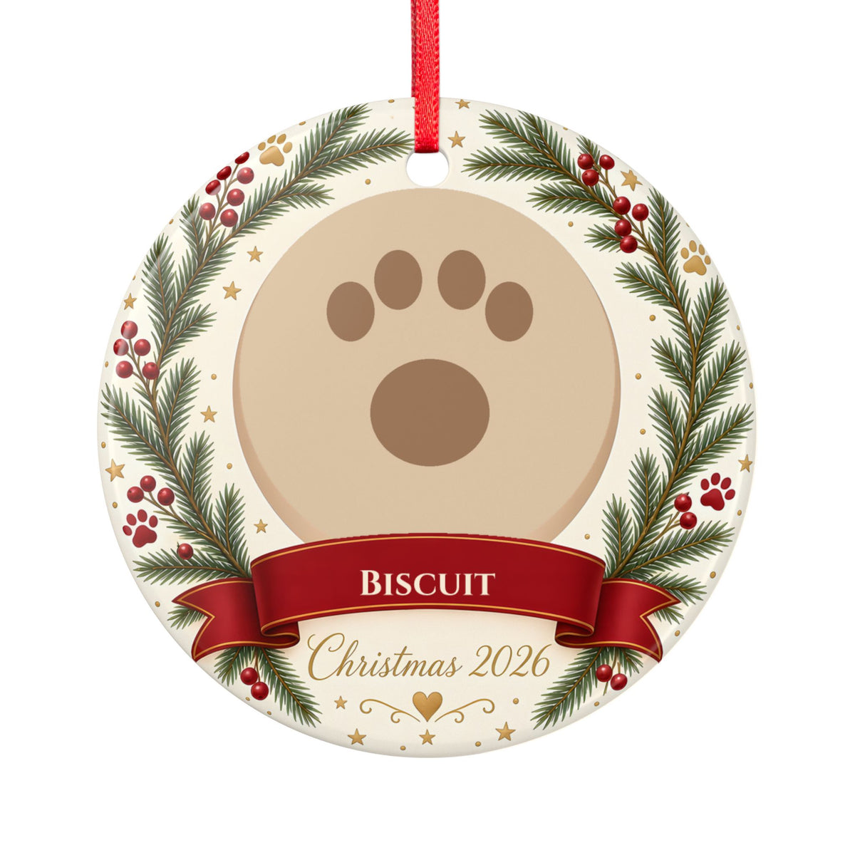 Personalised Pet Photo Christmas Tree Ornament – Ceramic Bauble 2026