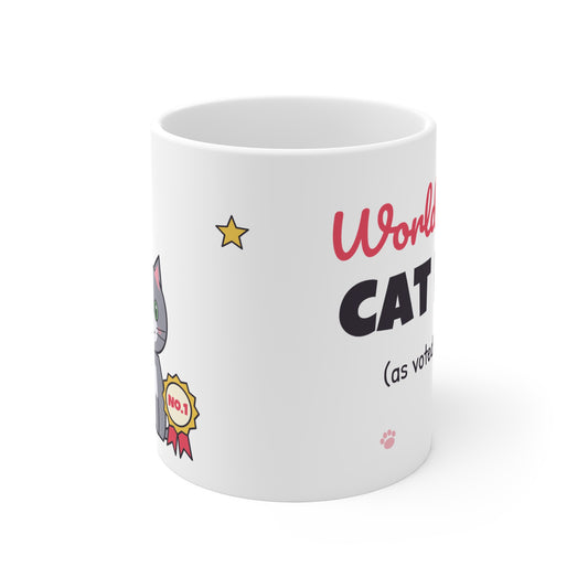 World's Best Cat Mum Mug – As Voted by the Cat, Mother's Day Cat Lover Gift, 11oz