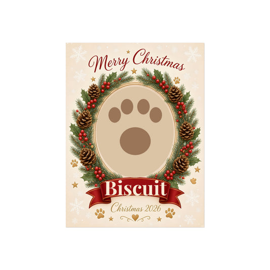 Personalised Pet Christmas Portrait Print – Photo & Name, Unframed Matte Poster
