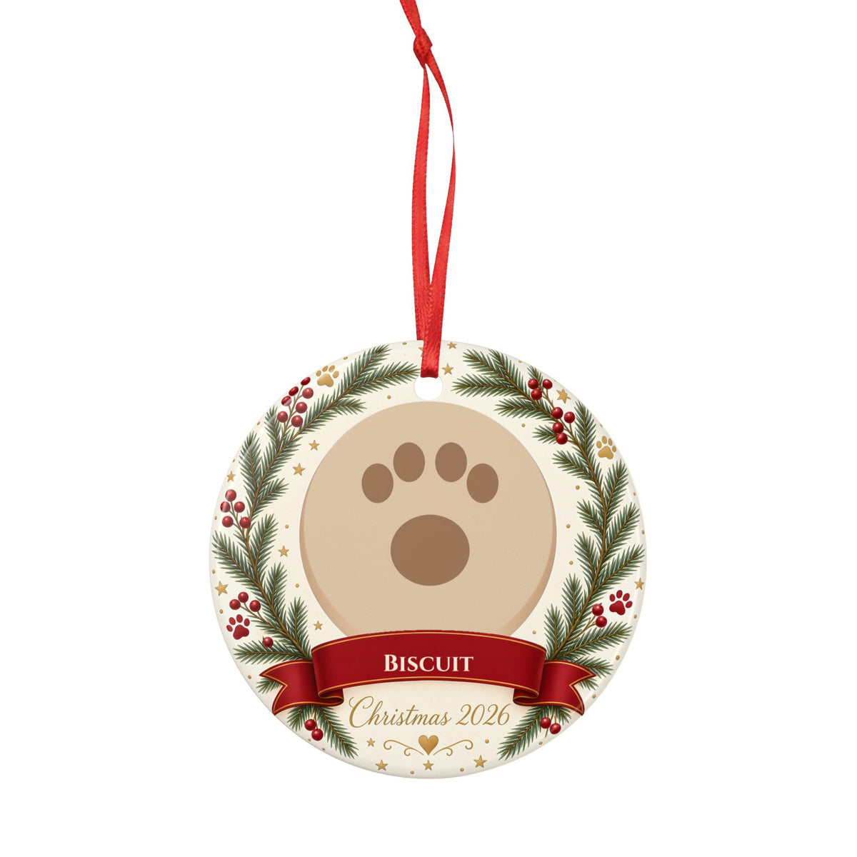 Personalised Pet Photo Christmas Tree Ornament – Ceramic Bauble 2026