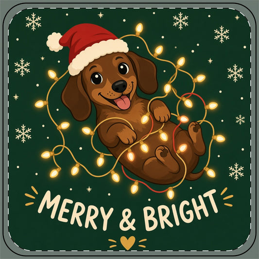 Sausage Dog Christmas Coaster – Merry & Bright Dachshund Stocking Filler