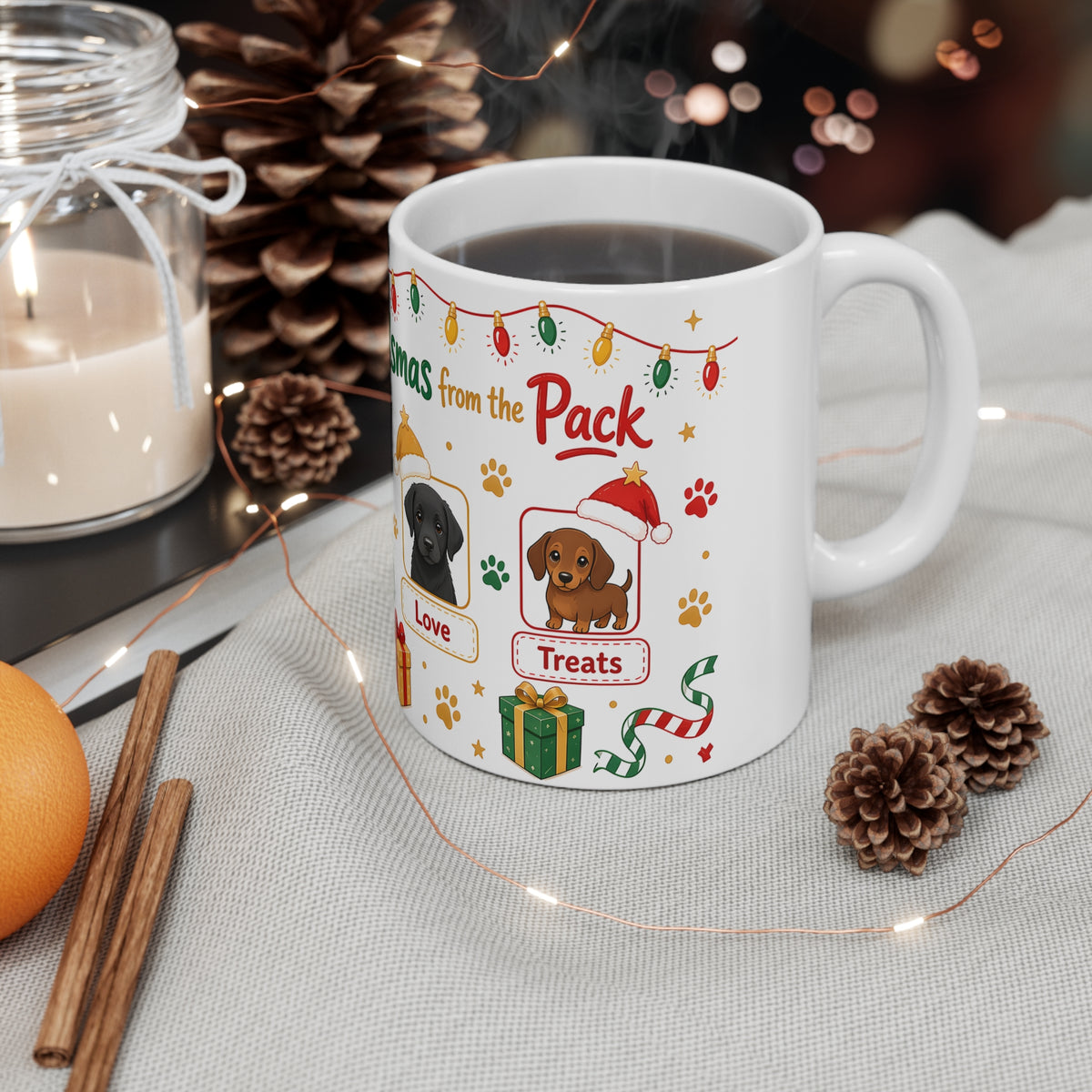 Happy Friendsmas from the Pack Mug – Dog & Cat Christmas Gift, 11oz