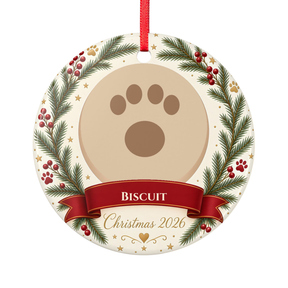 Personalised Pet Photo Christmas Tree Ornament – Ceramic Bauble 2026