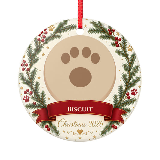 Personalised Pet Photo Christmas Tree Ornament – Ceramic Bauble 2026