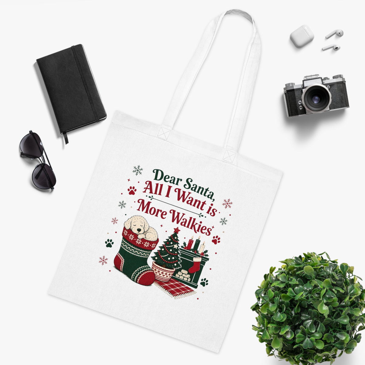 Dear Santa All I Want is More Walkies Tote Bag – Dog Lover Christmas Gift