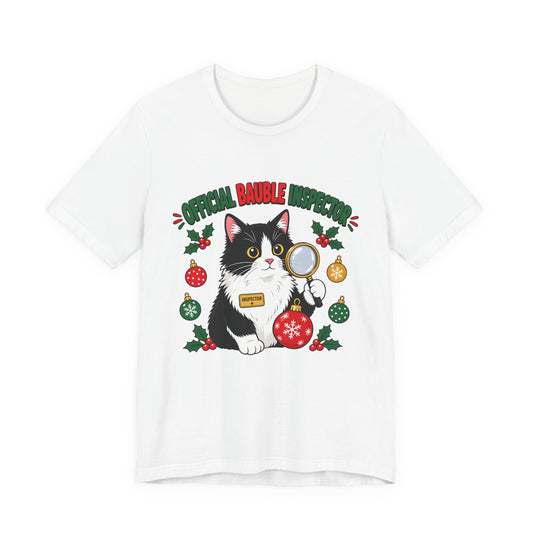 Official Bauble Inspector Cat Christmas T-Shirt – Funny Cat Lover Tee