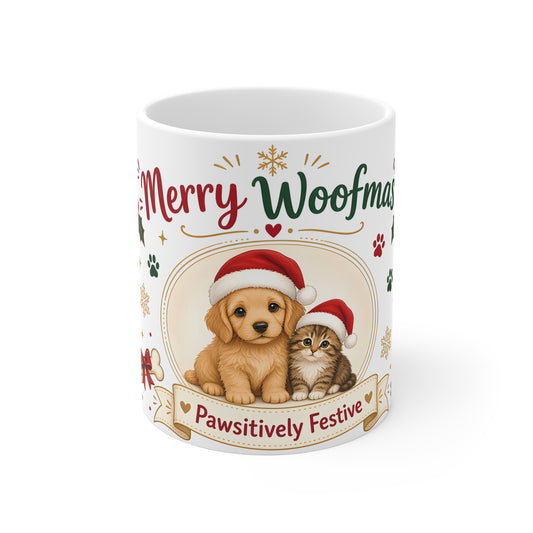 Merry Woofmas Christmas Mug – Dog & Cat Lover Gift, 11oz Ceramic