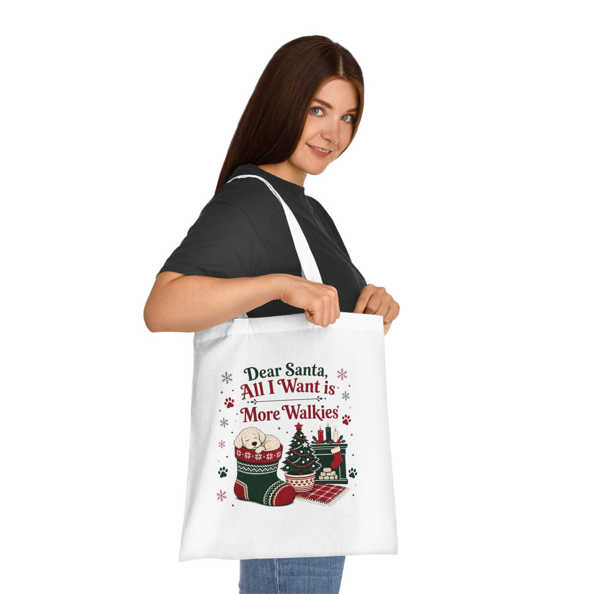 Dear Santa All I Want is More Walkies Tote Bag – Dog Lover Christmas Gift