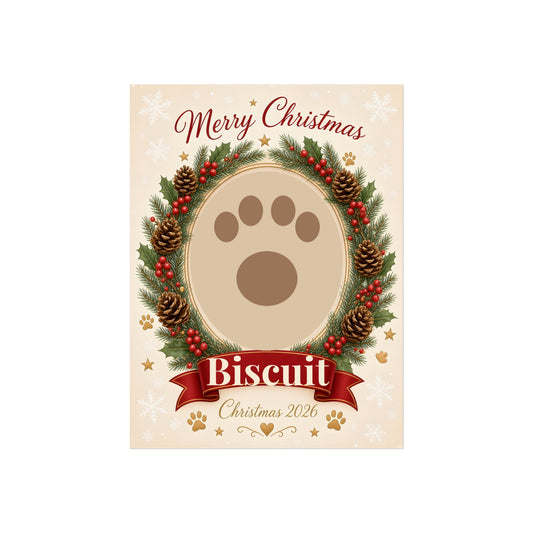 Personalised Pet Christmas Portrait Print – Photo & Name, Unframed Matte Poster