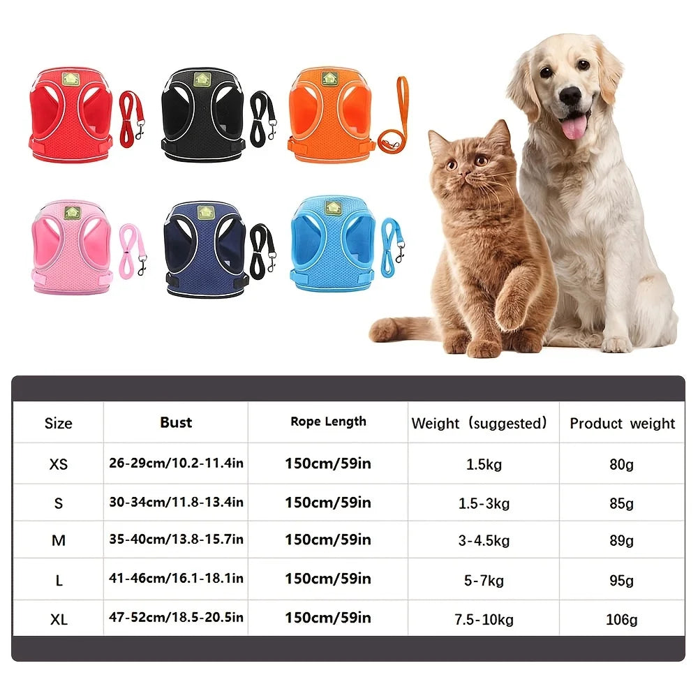 No-Pull Dog Harness & Leash Set – Breathable Mesh Vest for Small Dogs