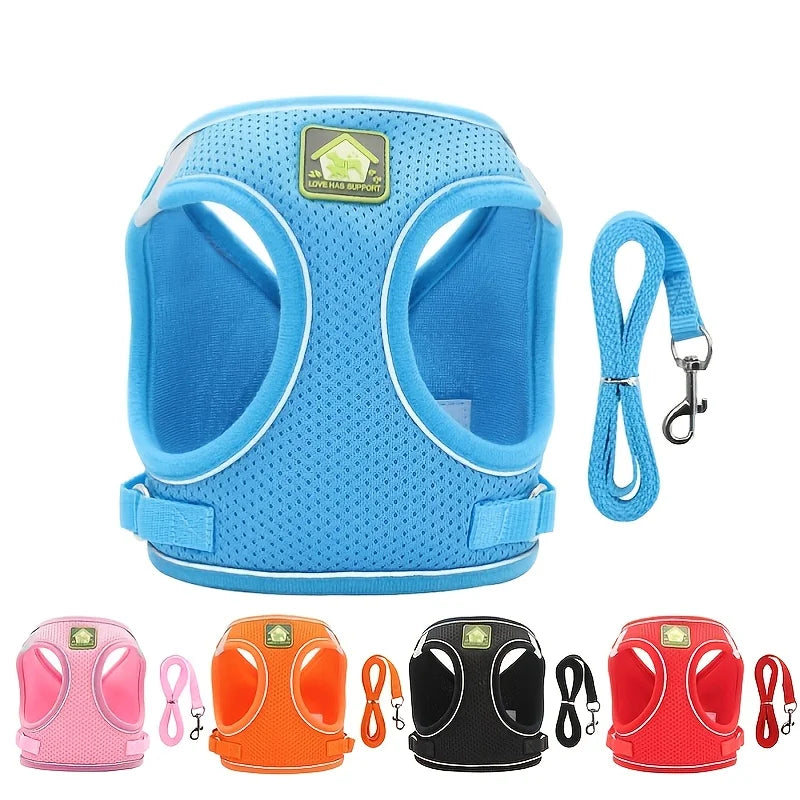 No-Pull Dog Harness & Leash Set – Breathable Mesh Vest for Small Dogs
