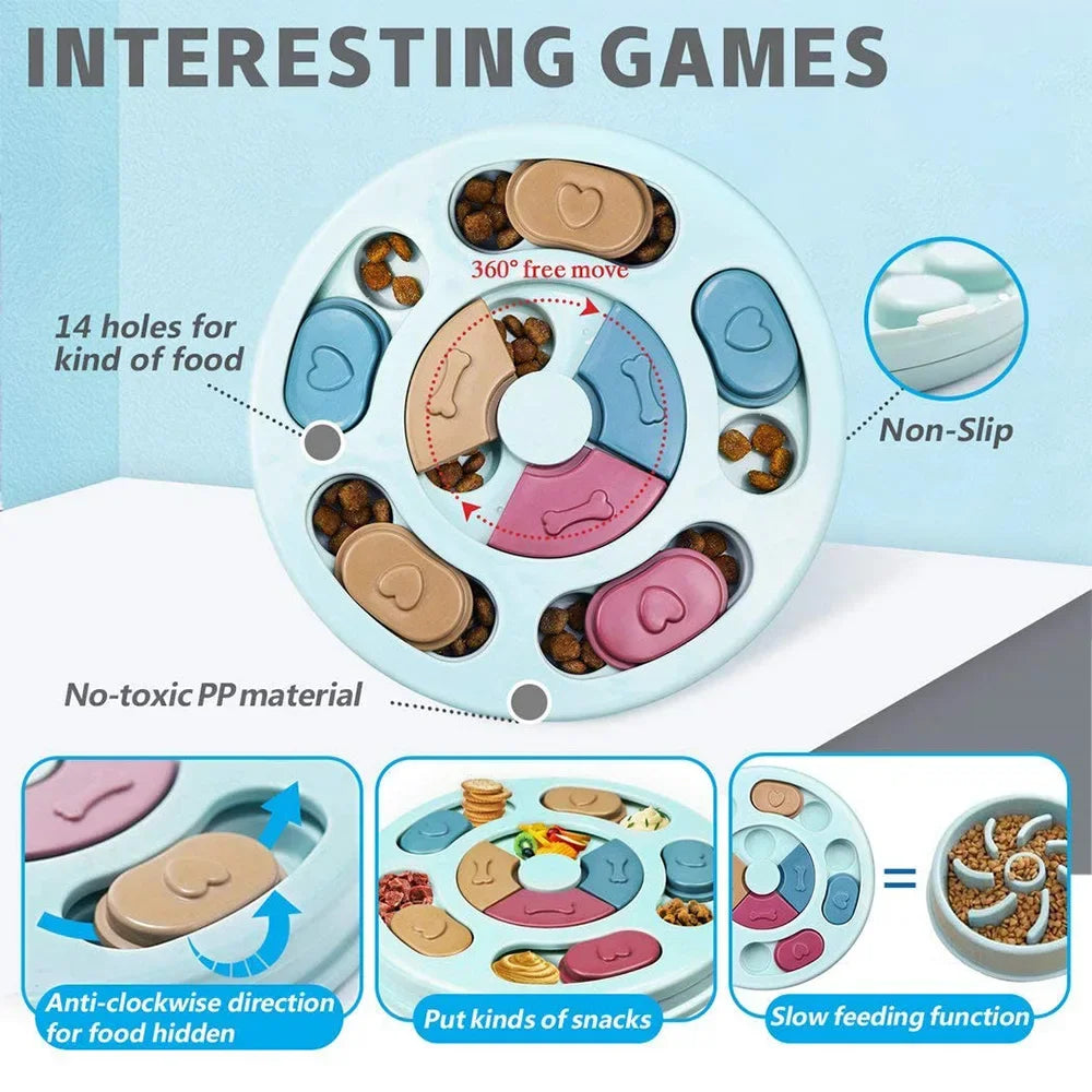 Dog Puzzle Slow Feeder Bowl – Interactive IQ Toy for Small Dogs