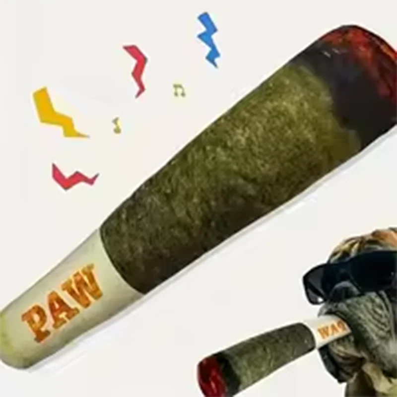Squeaky Cigar Dog Toy – Funny Plush Chew Toy for Small Dogs