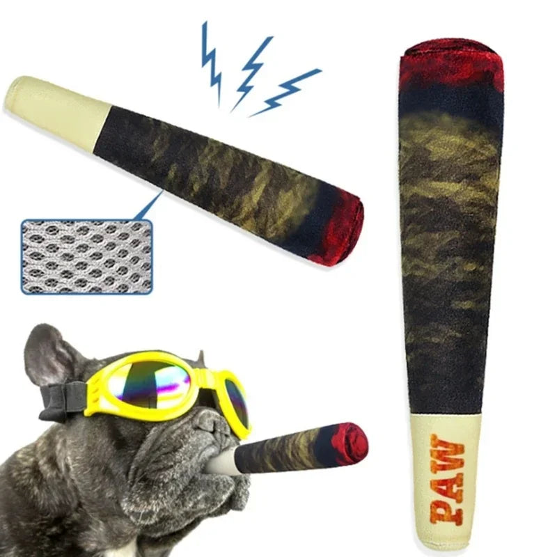 Squeaky Cigar Dog Toy – Funny Plush Chew Toy for Small Dogs